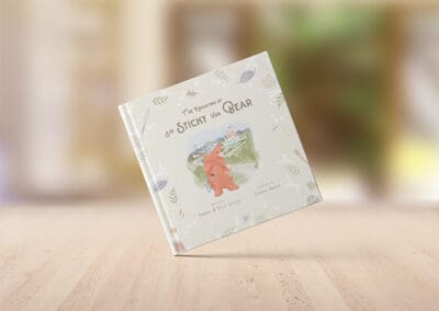 Sticky Bear Hardcover Book hovering on corner