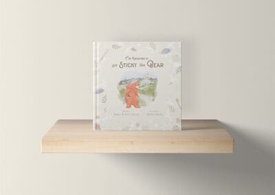 Sticky Bear hardcover book on shelf