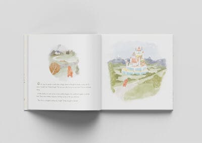 Sticky Bear hardcover open to watercoloresque pages style