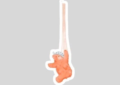 sticky bear hangin' round die cut sticker