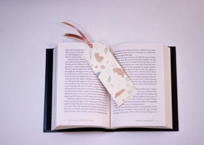 sticky bear bookmarks on book concept art